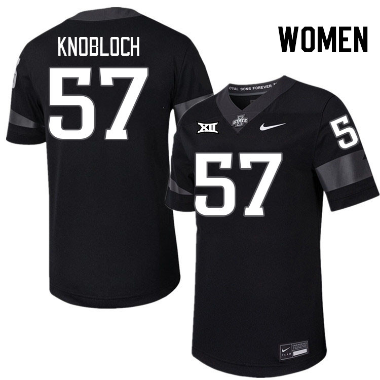 Women #57 Drake Knobloch Iowa State Cyclones College Football Jerseys Stitched-Black